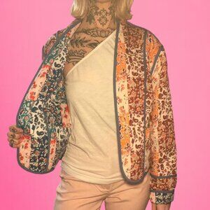 Quilted boho reversible patchwork jacket